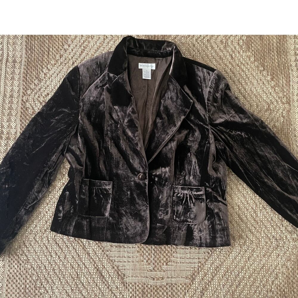 Worthington SZ 16 Brown Crushed velvet blazer Y2K 90s dark academia